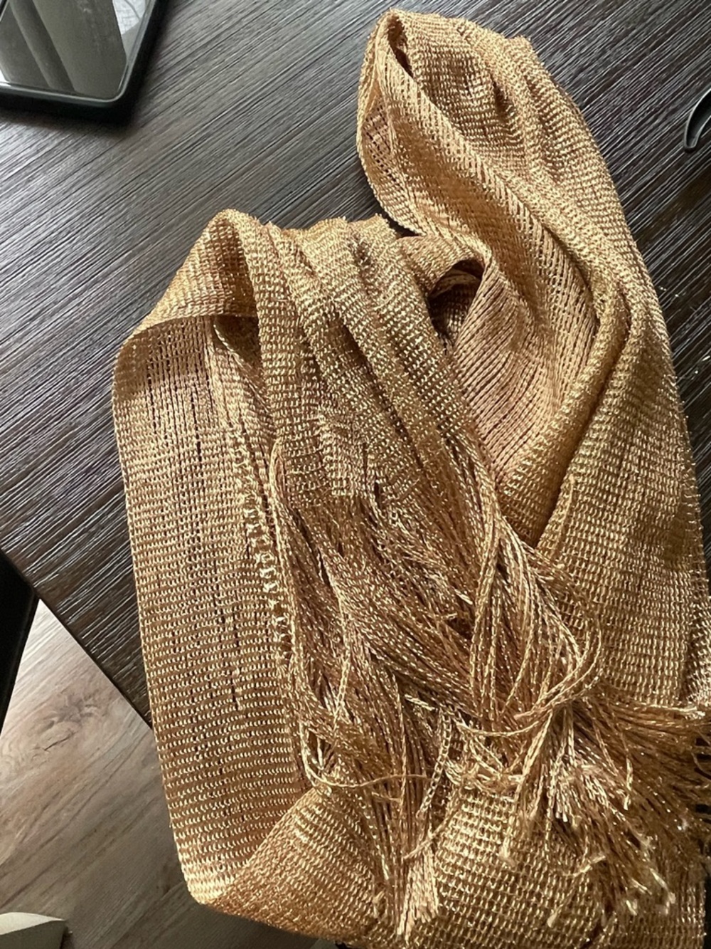 Unlisted Shimmery Gold Fringe Shawl - Picture 2 of 2